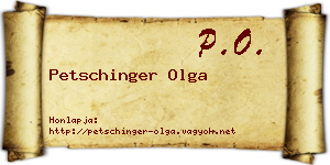 Petschinger Olga névjegykártya